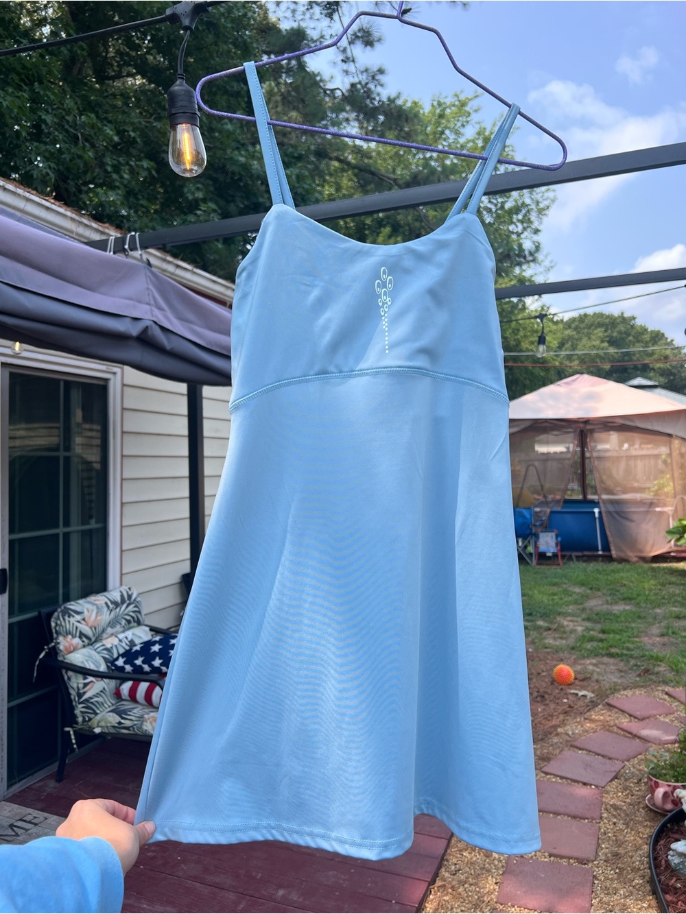 Light Blue Spaghetti Strap Dress W/ Glow-In-The-Dark Phish Bubble Design